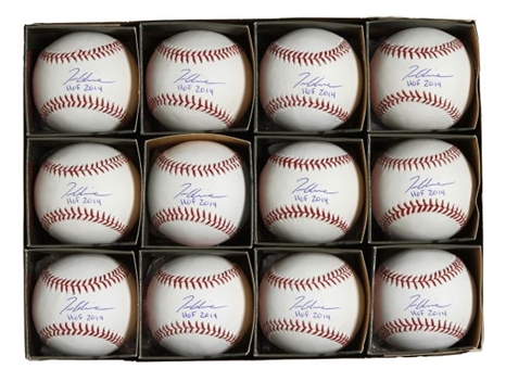 Lot of (12) Tom Glavine Signed Official Major League Baseballs w/ Hall of Fame Inscription 